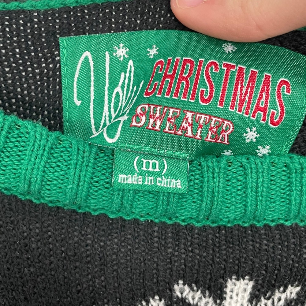 Ugly Christmas Polar Bear Snowflake Holiday Party Knit Crew Neck Sweater Medium - Picture 7 of 10